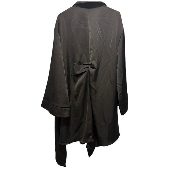 NWT ELOQUII Black Satin Collared Mini Wrap Shirt Dress Size 18 - Picture 4 of 6